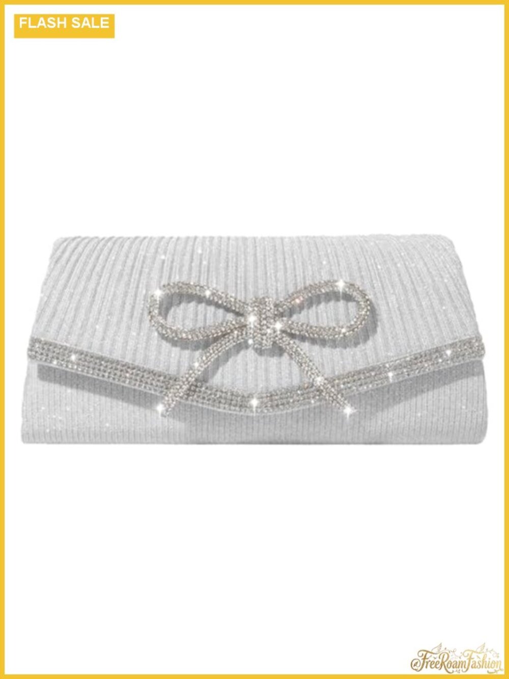 Rhinestone Bow Clutch Purse for Women Glitter Evening Bag with Detachable Chain